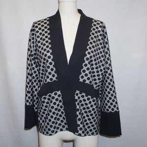 BABETTE Black white polka dot lacy net jacket relaxed lagenlook XXS